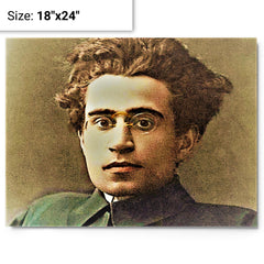 Antonio Gramsci metal print on a plain backdrop in size 18"x24".
