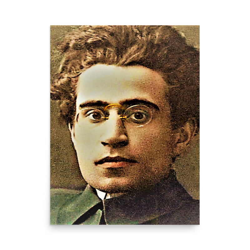 Antonio Gramsci poster on a plain backdrop in size 18
