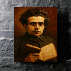 Antonio Gramsci prison notebook close up portrait metal print mockup