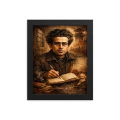 Antonio Gramsci prison notebook portrait framed print on a plain backdrop in size 8"x10".