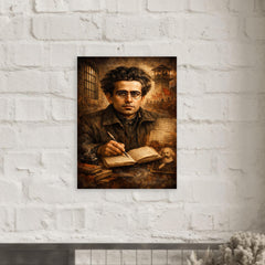Antonio Gramsci prison notebook portrait metal print mockup