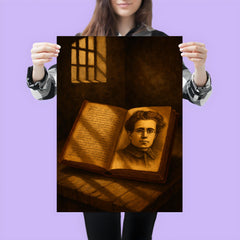 Antonio Gramsci prison notebooks and barred light poster 3