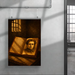 Antonio Gramsci prison notebooks and barred light poster 4
