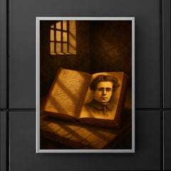 Antonio Gramsci prison notebooks and barred light poster 5