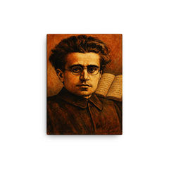 Antonio Gramsci prison notebooks close up portrait canvas print on a plain backdrop in size 12"x16".