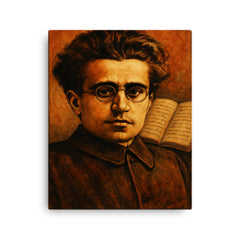 Antonio Gramsci prison notebooks close up portrait canvas print on a plain backdrop in size 16"x20".