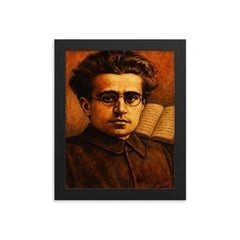 Antonio Gramsci prison notebooks close up portrait framed print on a plain backdrop in size 8"x10".