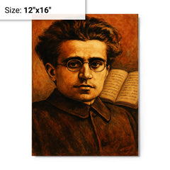 Antonio Gramsci prison notebooks close up portrait metal print on a plain backdrop in size 12"x16".