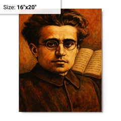Antonio Gramsci prison notebooks close up portrait metal print on a plain backdrop in size 16"x20".