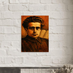 Antonio Gramsci prison notebooks close up portrait metal print mockup