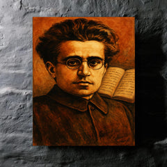 Antonio Gramsci prison notebooks close up portrait metal print mockup