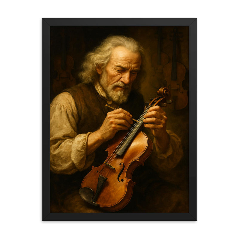 Antonio Stradivari framed print on a plain backdrop in size 18