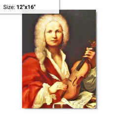 Antonio Vivaldi metal print on a plain backdrop in size 12"x16".