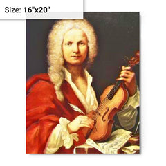 Antonio Vivaldi metal print on a plain backdrop in size 16"x20".