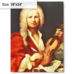 Antonio Vivaldi metal print on a plain backdrop in size 18"x24".