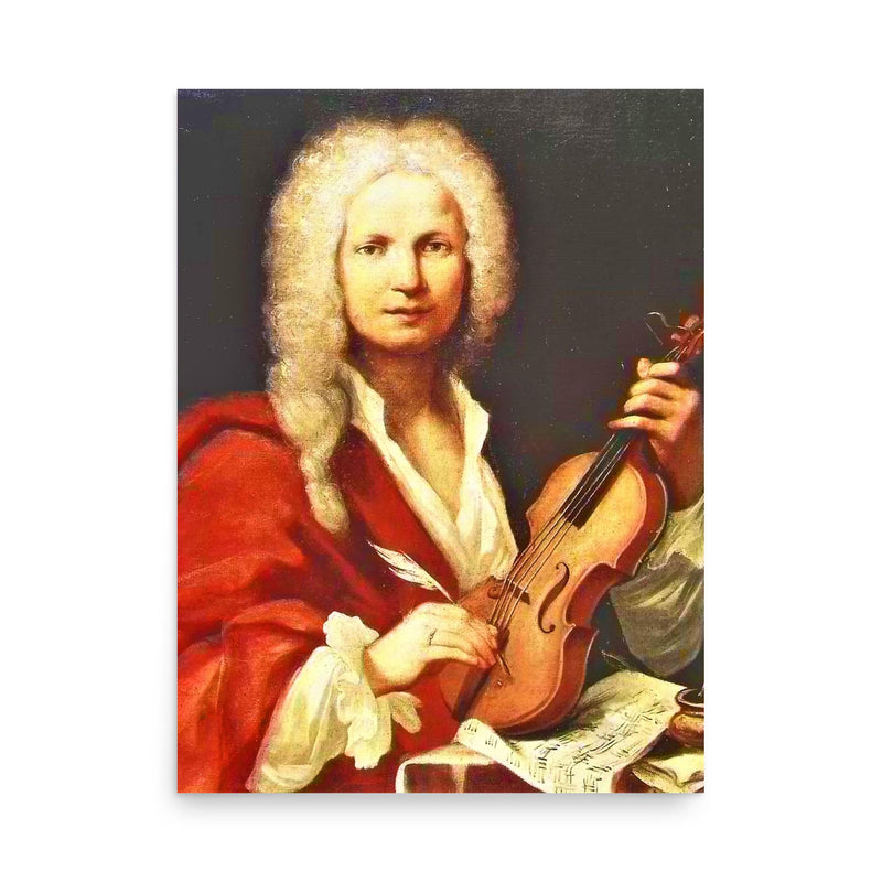 Antonio Vivaldi poster on a plain backdrop in size 18