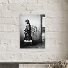 Apache girl with basket metal print mockup