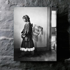 Apache girl with basket metal print mockup