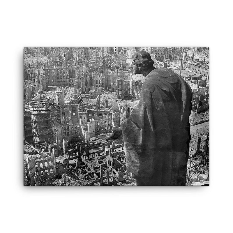 Apocalypse in Dresden canvas print on a plain backdrop in size 18