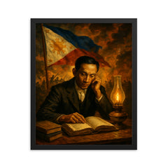 Apolinario Mabini in revolutionary study framed print on a plain backdrop in size 16"x20".