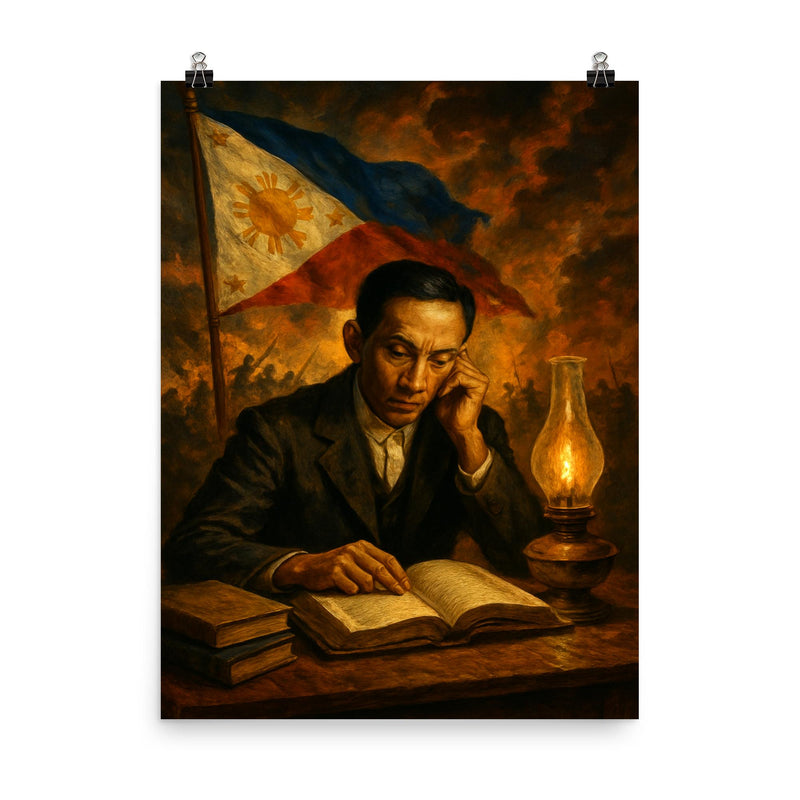 Apolinario Mabini in revolutionary study poster on a plain backdrop in size 8