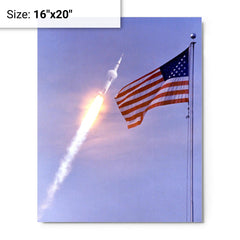 Apollo 11 Launch metal print on a plain backdrop in size 16"x20".