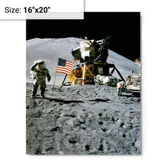 Apollo 15 metal print on a plain backdrop in size 16"x20".