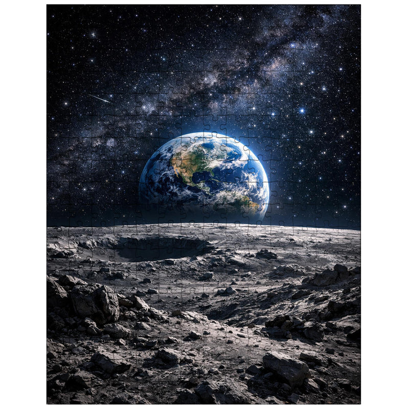 Apollo 8 Earthrise over lunar desolation jigsaw puzzle