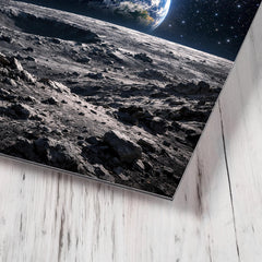 Apollo 8 Earthrise over lunar desolation metal print mockup