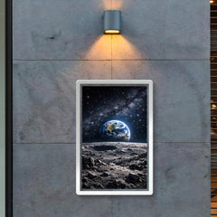 Apollo 8 Earthrise over lunar desolation poster 2