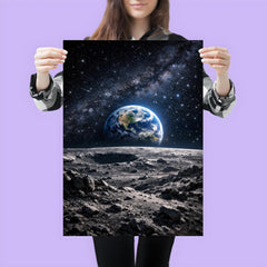 Apollo 8 Earthrise over lunar desolation poster 3