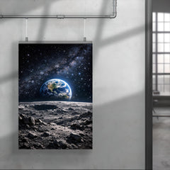 Apollo 8 Earthrise over lunar desolation poster 4