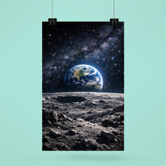 Apollo 8 Earthrise over lunar desolation poster 6