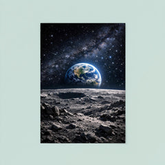 Apollo 8 Earthrise over lunar desolation poster 8