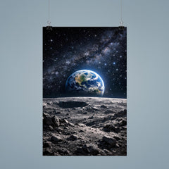 Apollo 8 Earthrise over lunar desolation poster 9
