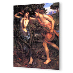 Apollo and Daphne by John William Waterhouse metal print mockup