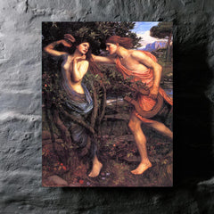 Apollo and Daphne by John William Waterhouse metal print mockup
