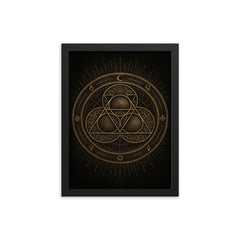 Apollonian gasket like engraved occult geometry framed print on a plain backdrop in size 12"x16".