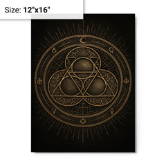 Apollonian gasket like engraved occult geometry metal print on a plain backdrop in size 12"x16".