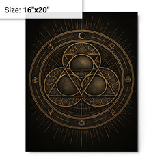 Apollonian gasket like engraved occult geometry metal print on a plain backdrop in size 16"x20".