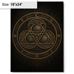 Apollonian gasket like engraved occult geometry metal print on a plain backdrop in size 18"x24".