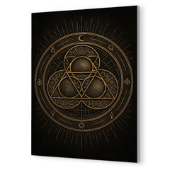 Apollonian gasket like engraved occult geometry metal print mockup
