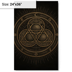 Apollonian gasket like engraved occult geometry metal print on a plain backdrop in size 24"x36".