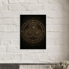 Apollonian gasket like engraved occult geometry metal print mockup