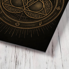 Apollonian gasket like engraved occult geometry metal print mockup