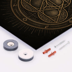 Apollonian gasket like engraved occult geometry metal print mockup
