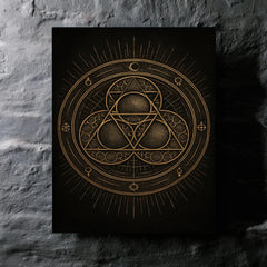 Apollonian gasket like engraved occult geometry metal print mockup