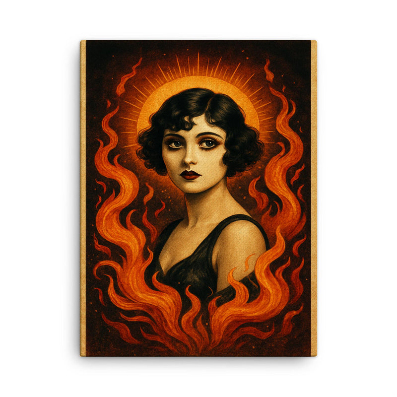 Apolonia Chałupiec as silent era icon reborn canvas print on a plain backdrop in size 18