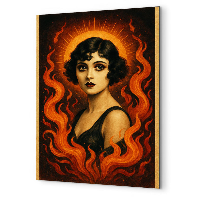 Apolonia Chałupiec as silent era icon reborn metal print mockup