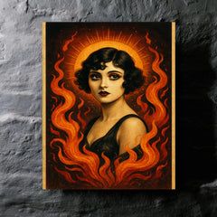 Apolonia Chałupiec as silent era icon reborn metal print mockup